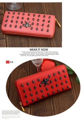 時尚暗黑風來襲 鉚釘骷髏頭長款女士錢包的韓版魅力與批發商機